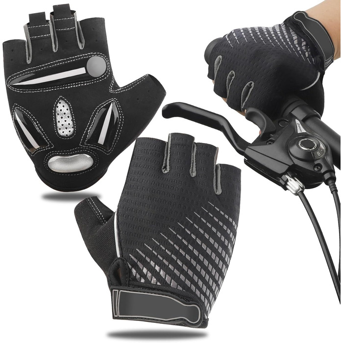 Фahrradhandschuhe MTB: Рукавички для їзди на велосипеді, літні, для чоловіків та жінок, сірі (M)