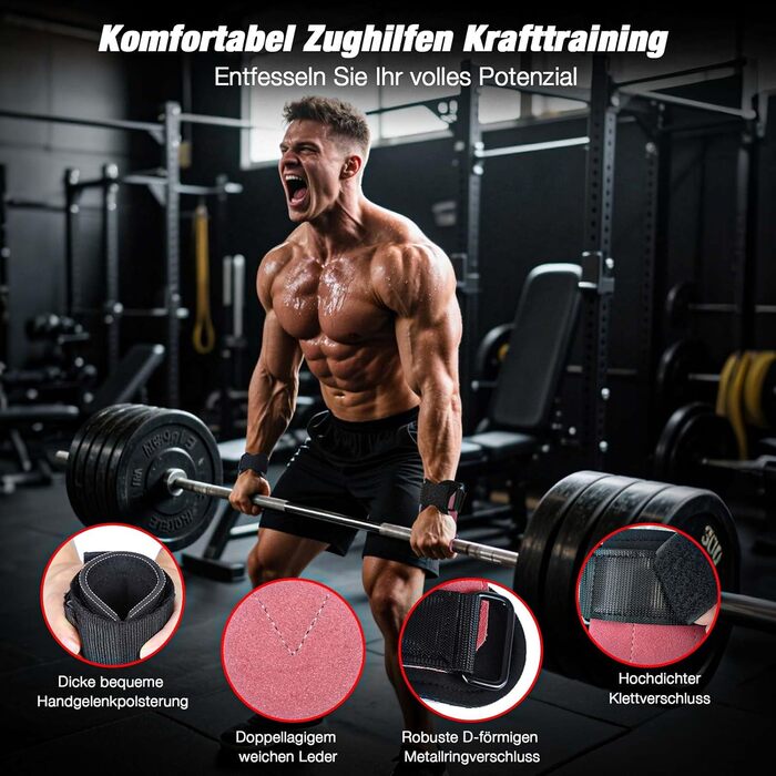 Лідерські ремені для важкої атлетики Zughilfen: для бодібілдингу, силових тренувань та фітнесу. Міцні, неслизькі, професійні. Рожевий, розмір M