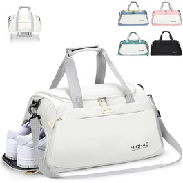 Спортивна сумка-рюкзак для подорожей: велика, водонепроникна, з відділенням для взуття та мокрих речей, для жінок та чоловіків, перловий білий