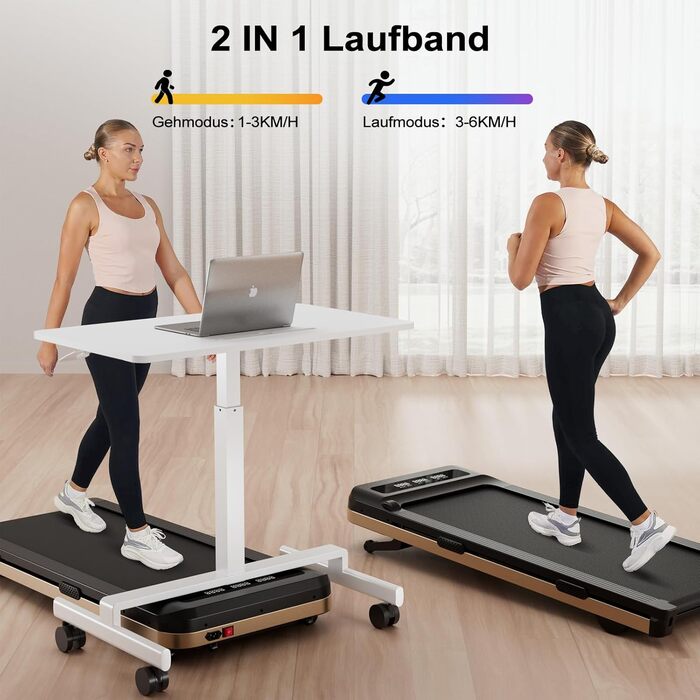 Біговий тренажер DeerRun з нахилом 9%, для дому, до 136 кг, Walking Pad, сумісний з робочим столом, з APP-керуванням, курсами тренувань та кількома режимами бігу, чорний