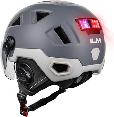Розумний велосипедний шолом ILM з візором, LED-підсвіткою, сенсором гальмування та індикатором повороту для жінок і чоловіків