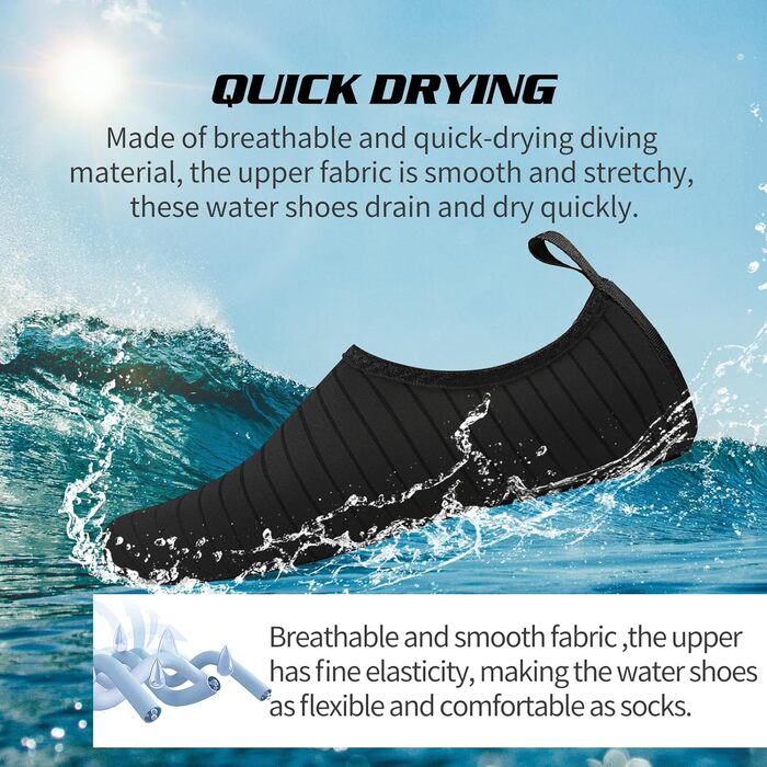 Водні черевики WateLves для жінок, чоловіків та дітей. Швидковисихаючі аквашузи для плавання, пляжу та серфінгу. Розмір 44/45 EU.