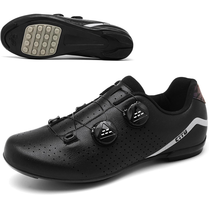 Велосипедні шкарпетки для їзди по дорозі та MTB, дихаючі, без шнурів, з ротаційним шнурувальним механізмом, білі (38 EU, чорний)