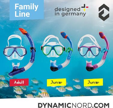 Набір для снорклінгу La Gomera Pro для дорослих - Німецький дизайн. Професійний набір для дайвінгу (подвійне маске, маска, сухий сноркель та сумка) з безпечним склом, блакитний