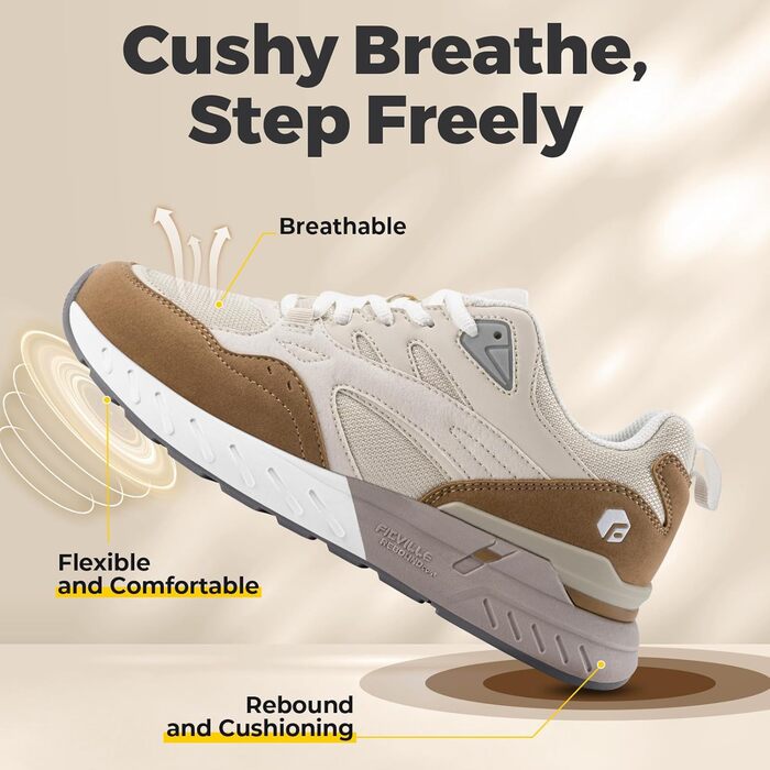 Жіночі кросівки для широкої стопи FitVille: бігові, для ходьби, фітнесу. Легкі, зручні, бежеві, розмір 37 EU