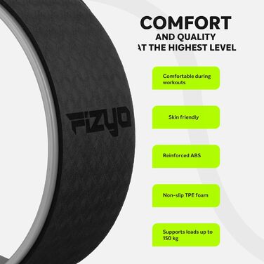 Йога-колесо Fizyo Ø 32 см – для розтяжки спини та полегшення болю – стабільне, неслизьке – для йоги, пілатесу, розтяжки та стретчингу, сіре