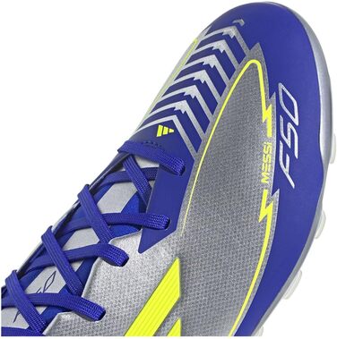 Бутси футбольні adidas F50 League Unisex для штучного покриття, 47 1/3 EU, сріблястий/сонячно-жовтий/блакитний