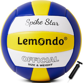Волейбольний м'яч Lemondo PU для пляжного волейболу, м'який, водостійкий, з насосом. Підходить для гри в приміщенні та на вулиці. Білий.