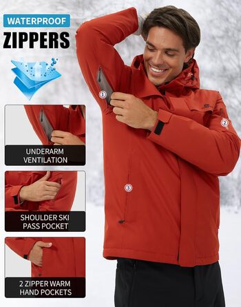 Чоловіча лижна куртка водонепроникна тепла дихаюча для сноуборду та зими з капюшоном Outdoor