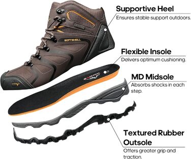 Чоловічі туристичні черевики NORTIV 8: водонепроникні трекінгові черевики для хайкінгу та альпінізму, колір: коричневий/чорний