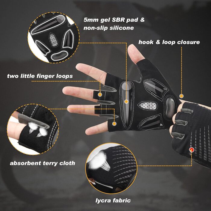 Фahrradhandschuhe MTB: Рукавички для їзди на велосипеді, літні, для чоловіків та жінок, сірі (M)