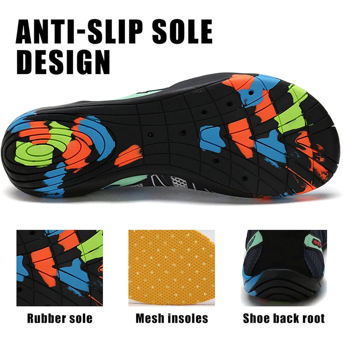 Водні черевики для жінок та чоловіків Tolaler: товсті, неслизькі, швидковисихаючі, міцні та довговічні. Ідеальні для пляжу, подорожей та плавання. Розмір 42 EU A 03