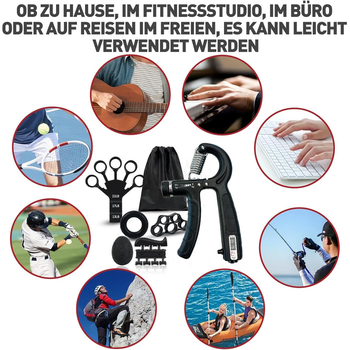 Набір для тренування сили рук та пальців Goorfa, 6 шт. Регульований тренажер для кисті та зап'ястя