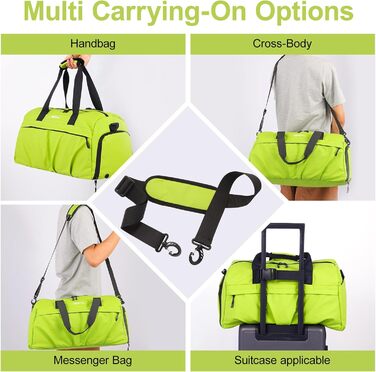 Спортивна сумка для жінок та чоловіків з твердим матеріалом, дорожня сумка з відділенням для взуття, з вентиляційними отворами та вологостійким відділенням, водонепроникна сумка-вікендер, спортивна сумка/сумка для плавання/сауни (Зелена)