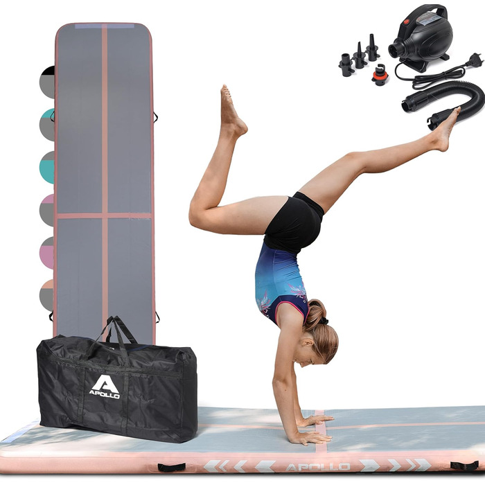 Надувний гімнастичний мат Apollo Air Mat Pro 3м/4м – доріжка для акробатики та фітнесу, для дорослих і дітей, для дому й вулиці