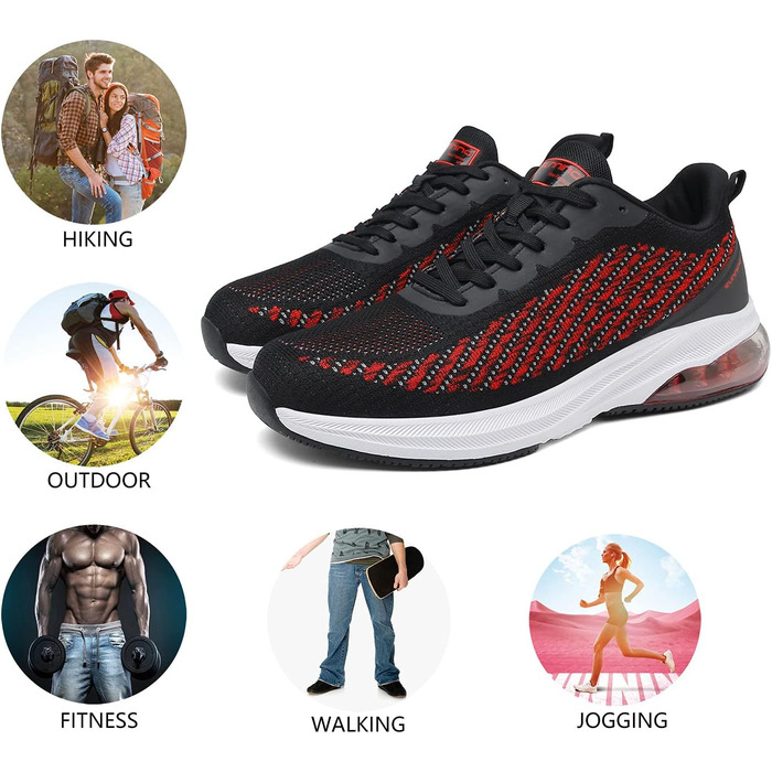 Спортивні кросівки для чоловіків та жінок, кросівки для фітнесу, бігу, трекінгу, 4 кольори, розміри 36-47 EU, зелено-білі (36 EU, червоно-чорні)
