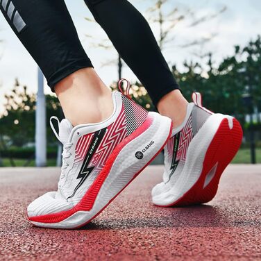 Кросівки для бігу та повсякденного носіння: чоловічі та жіночі, легкі, дихаючі, для занять спортом, тенісу, фітнесу, ходьби. Розміри 35-45 (білий, червоний, 44 EU)
