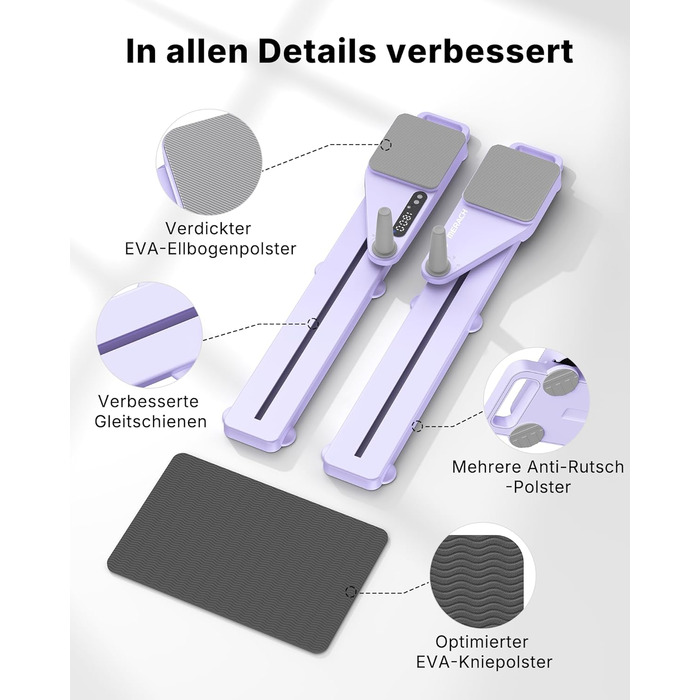 Реформатор Pilates MERACH з обтяжувачами та наколінниками, 120 кг, складаний, для дому, фітнес, ліла