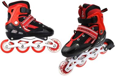 Дитячі ролики Supfine Inlineskates з регульованим розміром 31-38 (S/M) з яскравими колесами – червоні