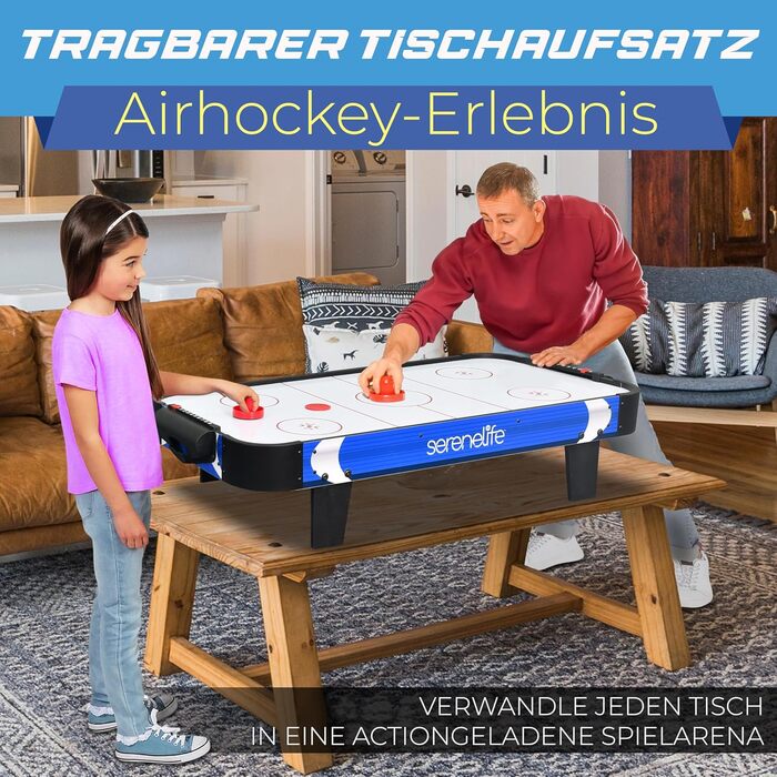 Тік-хокей SereneLife – ігровий стіл для дітей та дорослих, блакитно-чорний колір, модель для ігор