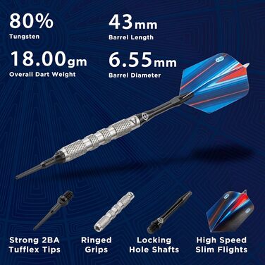 Дротики Viper Sidewinder з м’яким наконечником, 80% вольфраму, 18 г
