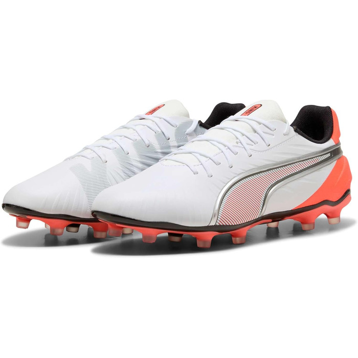 Футбольні бутси PUMA King Match Fg/Ag (46.5 EU) – білий/сріблястий/червоний, унісекс
