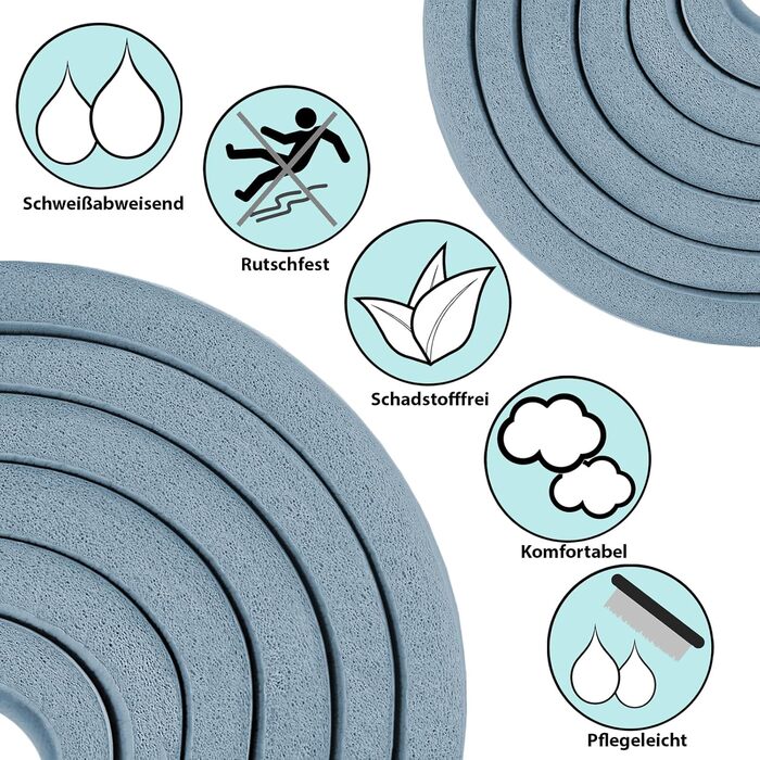 Йога мат ALPIDEX 183x60x0.8 см - нетоксична фітнес-мат з E-Book, ремінком, протиковзким покриттям для гімнастики, йоги, пілатесу, фітнесу, HIIT, фізіотерапії (Ice Blue)