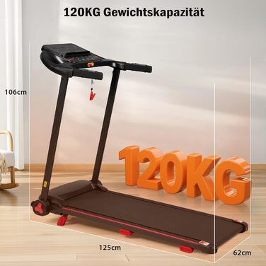 Біговий тренажер для дому, складаний, швидкість до 14 км/год, вантажопідйомність 120 кг, тримач для планшета, Bluetooth-динамік, німецька якість, USB-зарядка, кут нахилу 8%