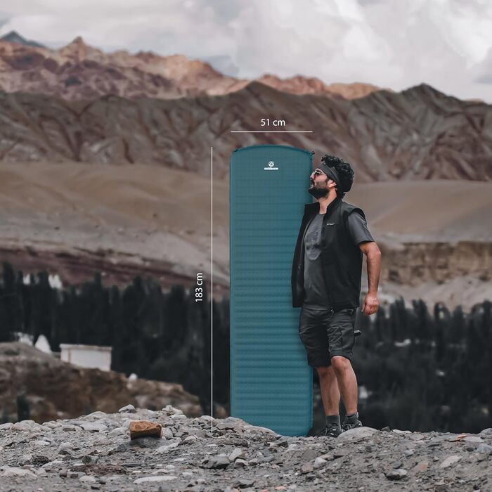Outdoorer Trek Bed 2 in Grün: Саморозгорючий килимок для кемпінгу та трекінгу, 5 см, компактний, легкий