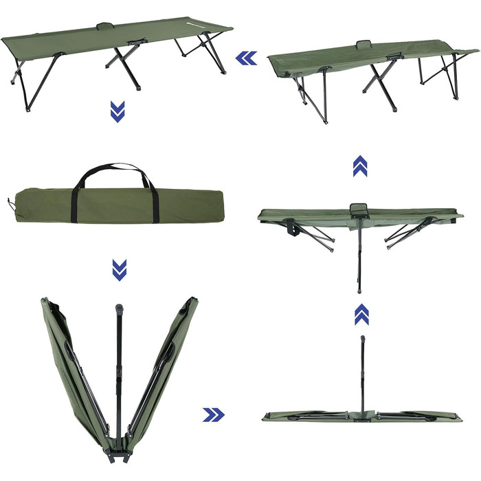 SONGMICS Кемпінгове ліжко для гостей, складане, 260 кг, XXL, 205 x 75 x 46 см, GCB25L, Зелене