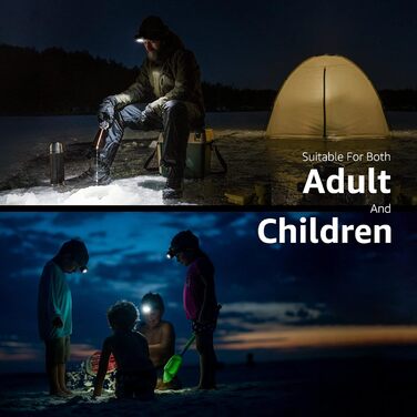 Лепро налобний ліхтар LED перезаряджуваний, 000 Lux, 6 режимів, червоне світло, IPX4, для кемпінгу та бігу, з USB кабелем (Чорний)