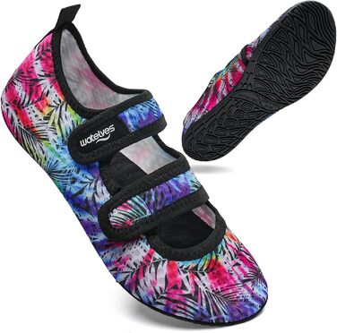 Водні шльопанці/тапочки для плавання та відпочинку на пляжі: чоловічі та жіночі, швидковисихаючі, дихаючі, унісекс (кольорові листя, 40/41 EU)