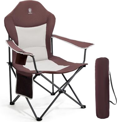 Крісло для кемпінгу EVER ADVANCED Luxus: розкладне, 160 кг, велике, з високою спинкою, комфортне, з підлокітниками, для кемпінгу, саду, балкону, пляжу. Червоний (1 шт.)