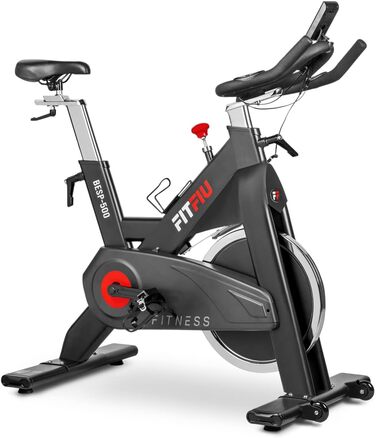 Велотренажер FITFIU Fitness BESP-500 з регульованим опором, 24 кг маховиком, датчиком пульсу, LCD-дисплеєм та регульованим сідлом для домашніх тренувань