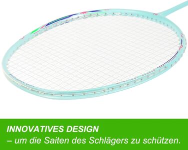 Набір для бадмінтона з 2 графітовими ракетками - зносостійкий дизайн - комплект для дорослих (вкл. воланчики, обмотка, сумка) (блакитний+чорний)