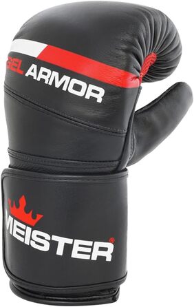 Боксерські рукавички Meister Gel Armor із натуральної шкіри з гелевим захистом та підтримкою зап'ястя, 16oz, чорні, розмір L/XL