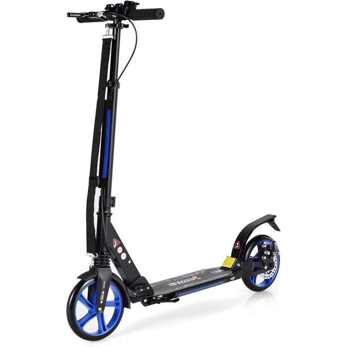 Tretroller GOPLUS Roller Kinder 8 років, City Roller для дітей та дорослих, вантажопідйомність 100 кг, регульована висота, складний, з гальмом та ременем (Блакитний)