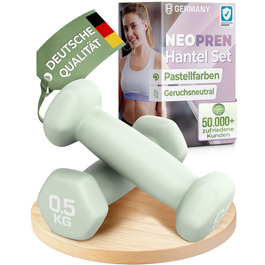 Набір гантелей HQ Germany® 0.5 кг (2 шт) для фітнесу та Pilates, пастельні кольори, Misty Mint - ідеально для дому