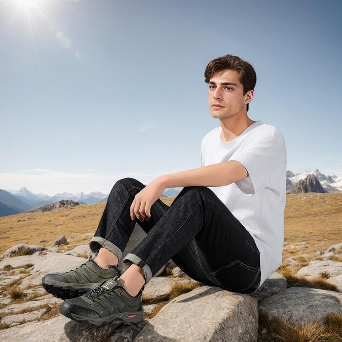 Черевики для хайкінгу чоловічі, дихаючі, трекінгові, легкі та з антиковзким покриттям, спортивні, зелені, 45 EU