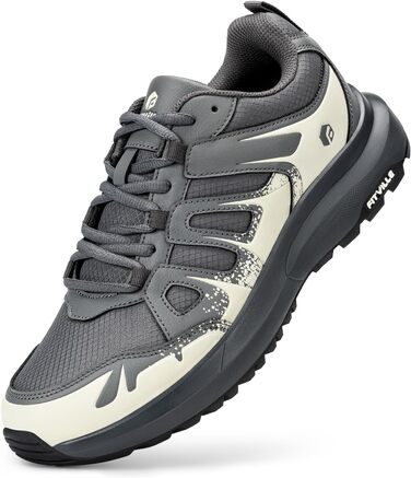 Черевики для хайкінгу FitVille для чоловіків, широкі, водонепроникні, розмір 40-50, підтримка склепіння стопи, сіро-бежеві