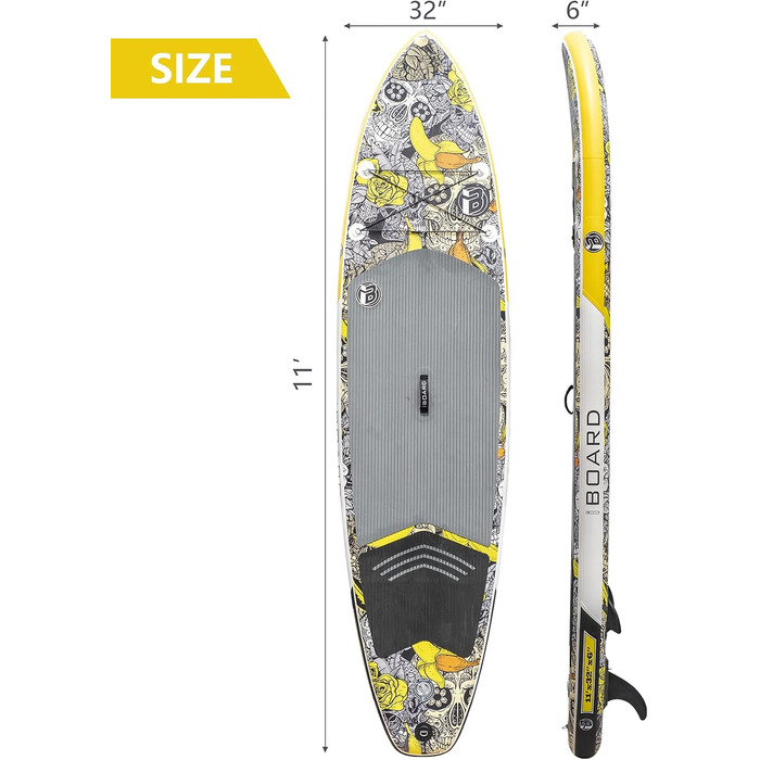 Надувна SUP-дошка iBOARD 11×32×6 дюймів з комплектом аксесуарів