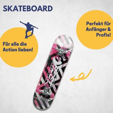 Скейтборд Best Sporting ABEC 3/7, дерево й алюміній, для дорослих, 78,5x20,4 см, рожевий Октопус