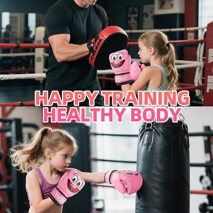 Дитячі боксерські рукавички, 4oz - для спарингу, тренувань, MMA, Муай Тай, кікбоксингу та бойових мистецтв (Рожеві)