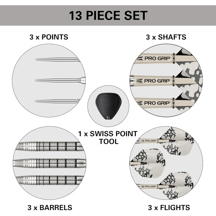 Дарти Target Darts EXO Edition 90% Tungsten (Вольфрам) 24g – Професійний набір сталевих дротиків з наконечниками Stahlspitze, Swiss Point, Pro Grip та польотами No.6