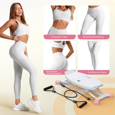 Баланс-борд MERACH для дорослих з дисплеєм, тренажер рівноваги з 2 еластичними стрічками, до 136 кг, для бокової мобільності, реабілітації та координації, для дому, білий