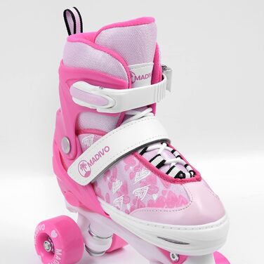 Роликові ковзани MADIVO Love Kinder для дівчаток, регульовані, 34-37 (рожеві), 30-33 | Ідеальні для дітей та підлітків