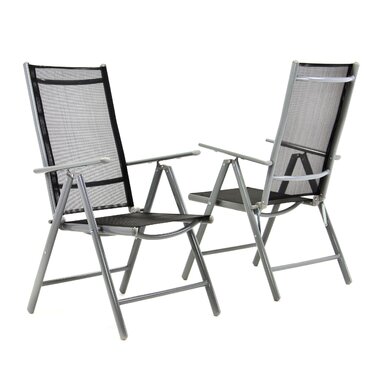 Крісло Nexos, розкладне, для саду, тераси, балкону, кемпінгу, фестивалів, з регульованою спинкою, з алюмінію, легке, стабільне, (набір 2 шт, чорне)
