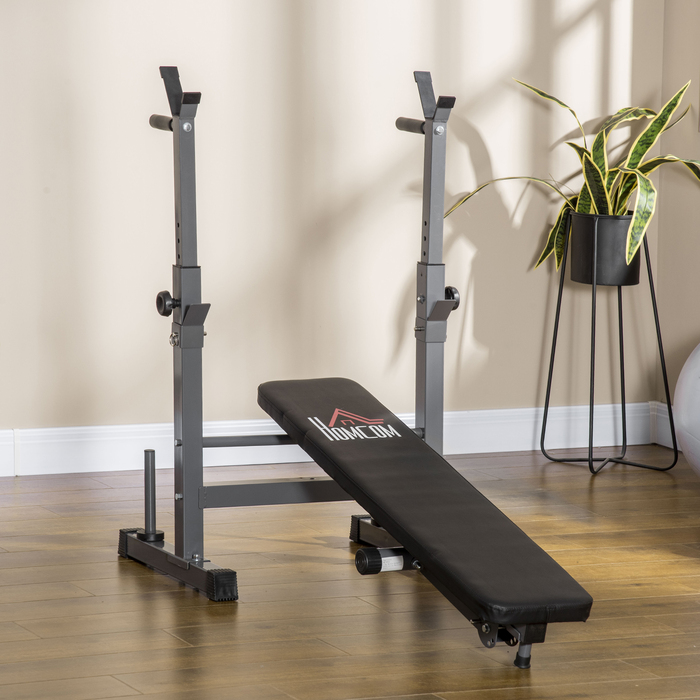 Регульована лава для гантелей, 8 положень, складана, сталевий каркас, оббивка зі штучної шкіри, 98-122В x 140Д x 73Ш см, чорний/сірий