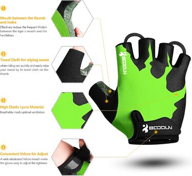 Велосипедні рукавички чоловічі літні напівпальцеві MTB, рукавички для гірського велосипеда/шосе, велосипедні рукавички для відпочинку чоловічі та жіночі, дихаючі, неслизькі, амортизуючі, зелені
