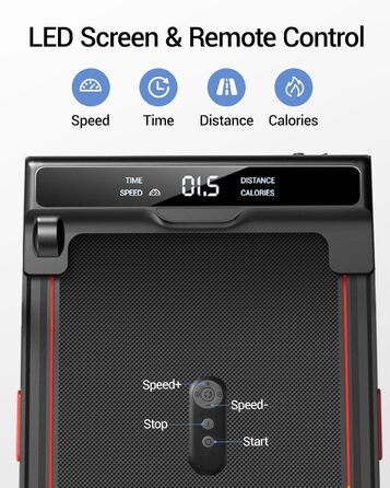 UMAY Walking Pad - біговий килимок для дому з регулюванням нахилу 15% та безшумним мотором, підтримує вагу до 136 кг